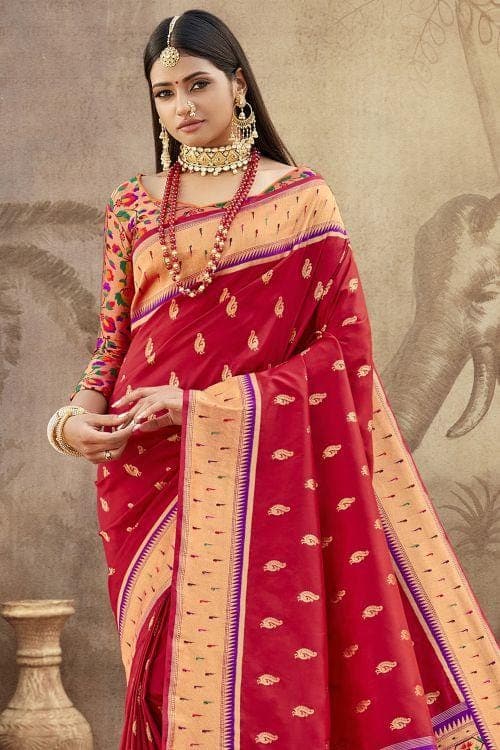 red banarasi saree