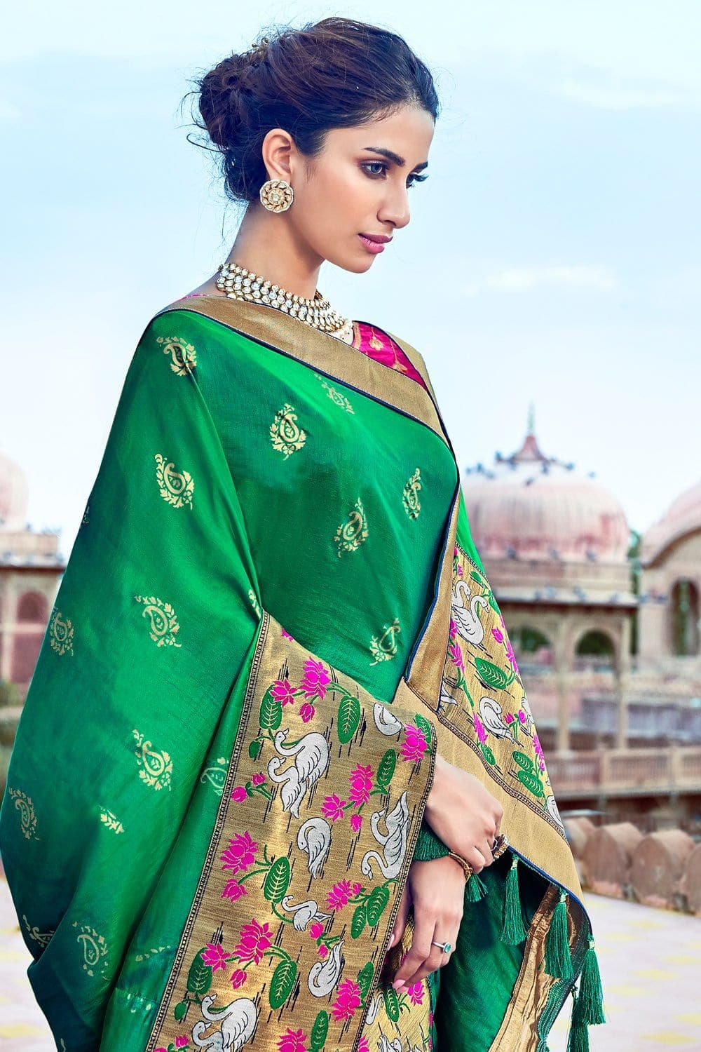 Beatitude Sea Green Banarasi Saree with Unstitched Blouse – Nykaa Fashion