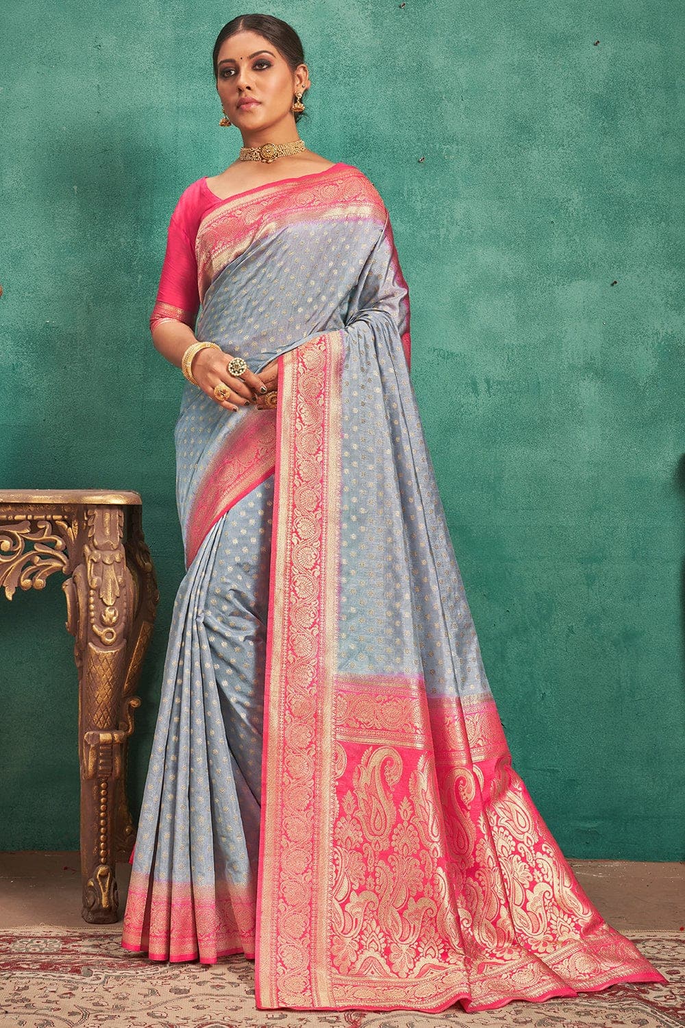 Banarasi Saree Silver Banarasi Saree saree online