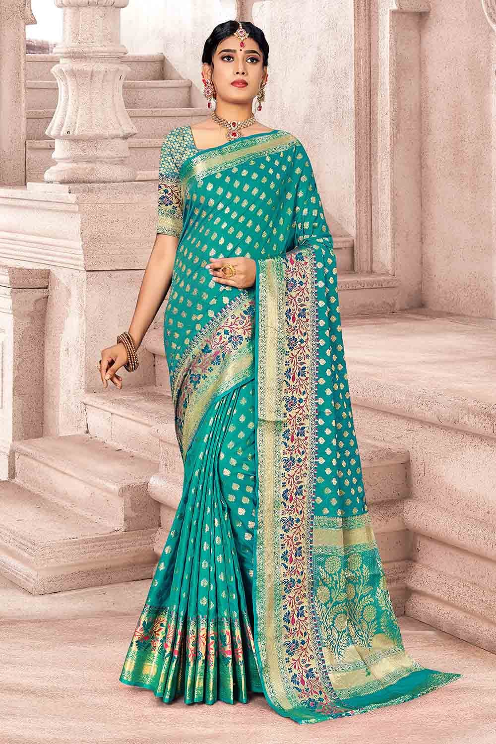 blue banarasi saree