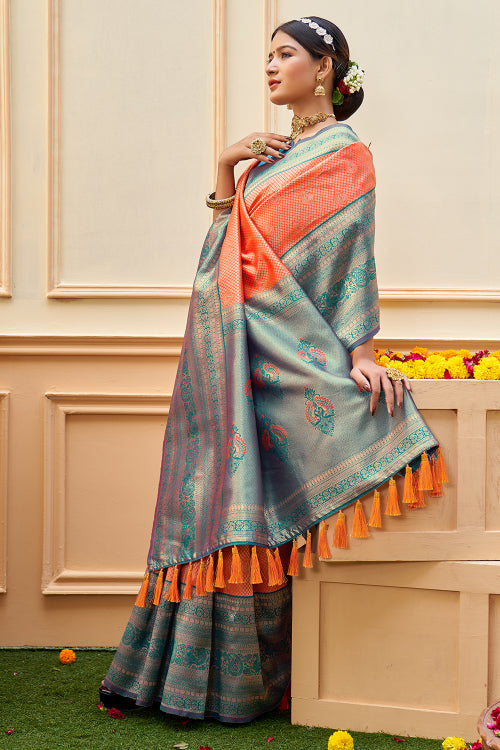 blue banarasi saree