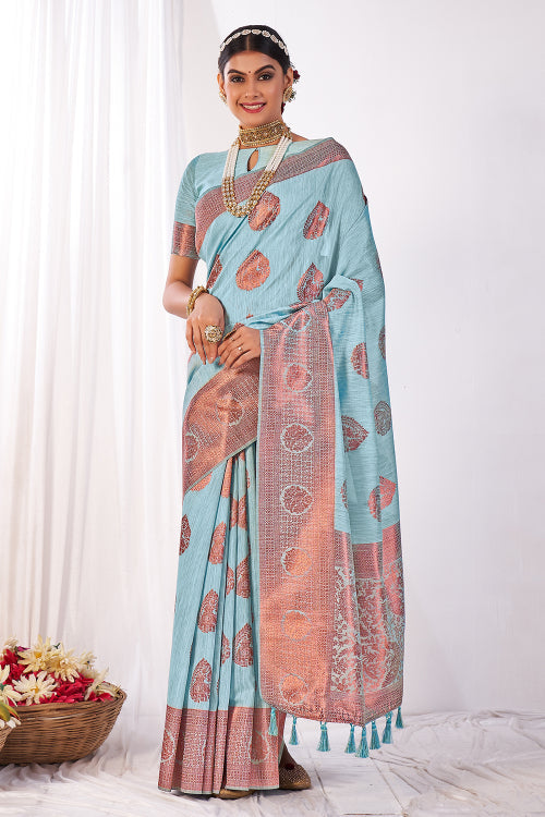 blue banarasi saree