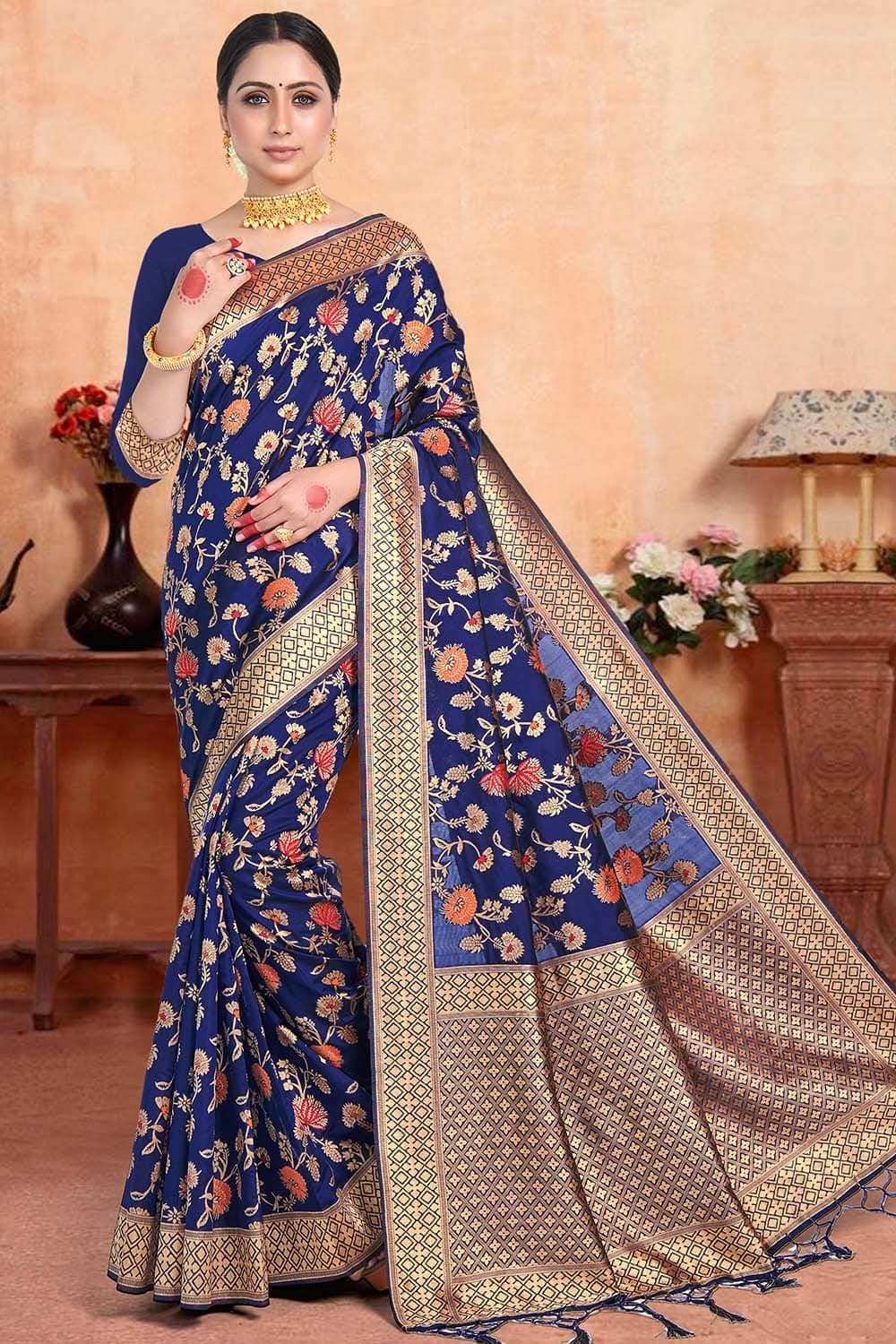 Space Blue Banarasi Saree