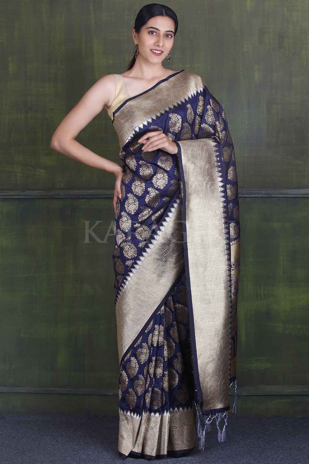 Banarasi Saree Space Blue Banarasi Saree saree online