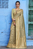 Space gold woven Banarasi Brocadesilk Saree - Buy online on Karagiri - Free shipping to USA