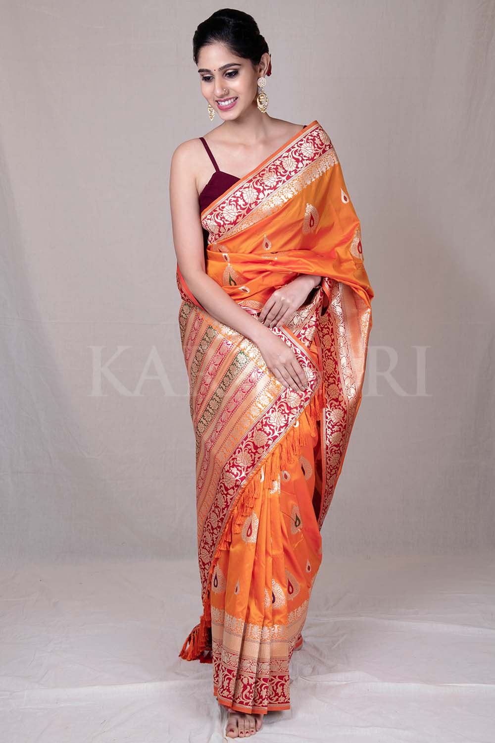 yellow banarasi saree