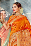 Tangerine Orange Banarasi Saree