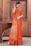 orange banarasi saree