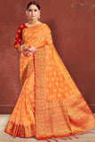 Tiger Orange Zari Butta Saree