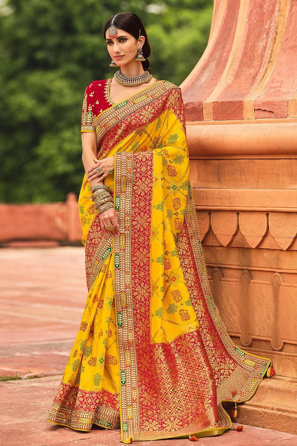 Prime Woven Brasso Orange and Yellow Saree -