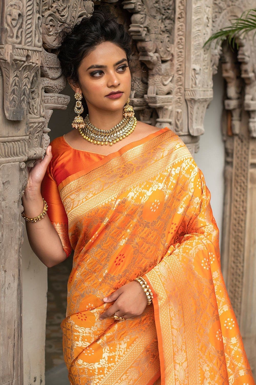 Banarasi Yellow Traditional Ethnic Saree - Buy Banarasi Yellow Traditional  Ethnic Saree online in India