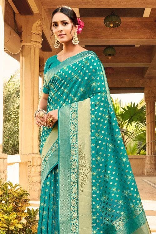 blue banarasi saree