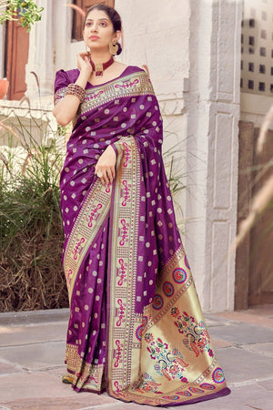 Buy Space blue banarasi saree online at best price - Karagiri