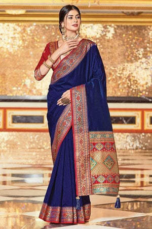 Vivid Blue Banarasi Saree
