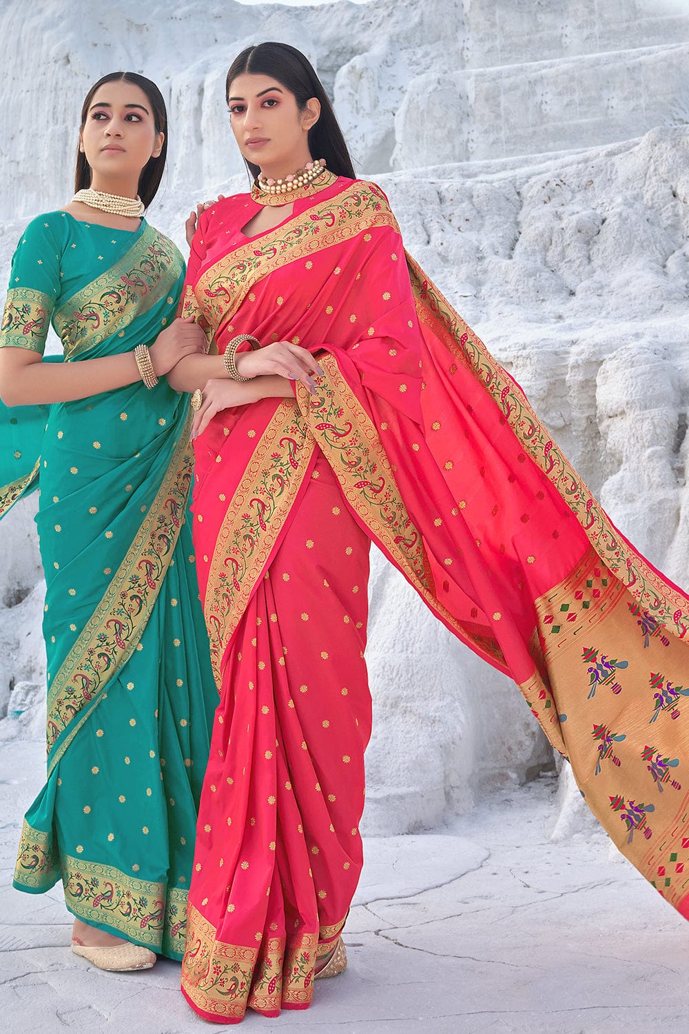 pink banarasi saree