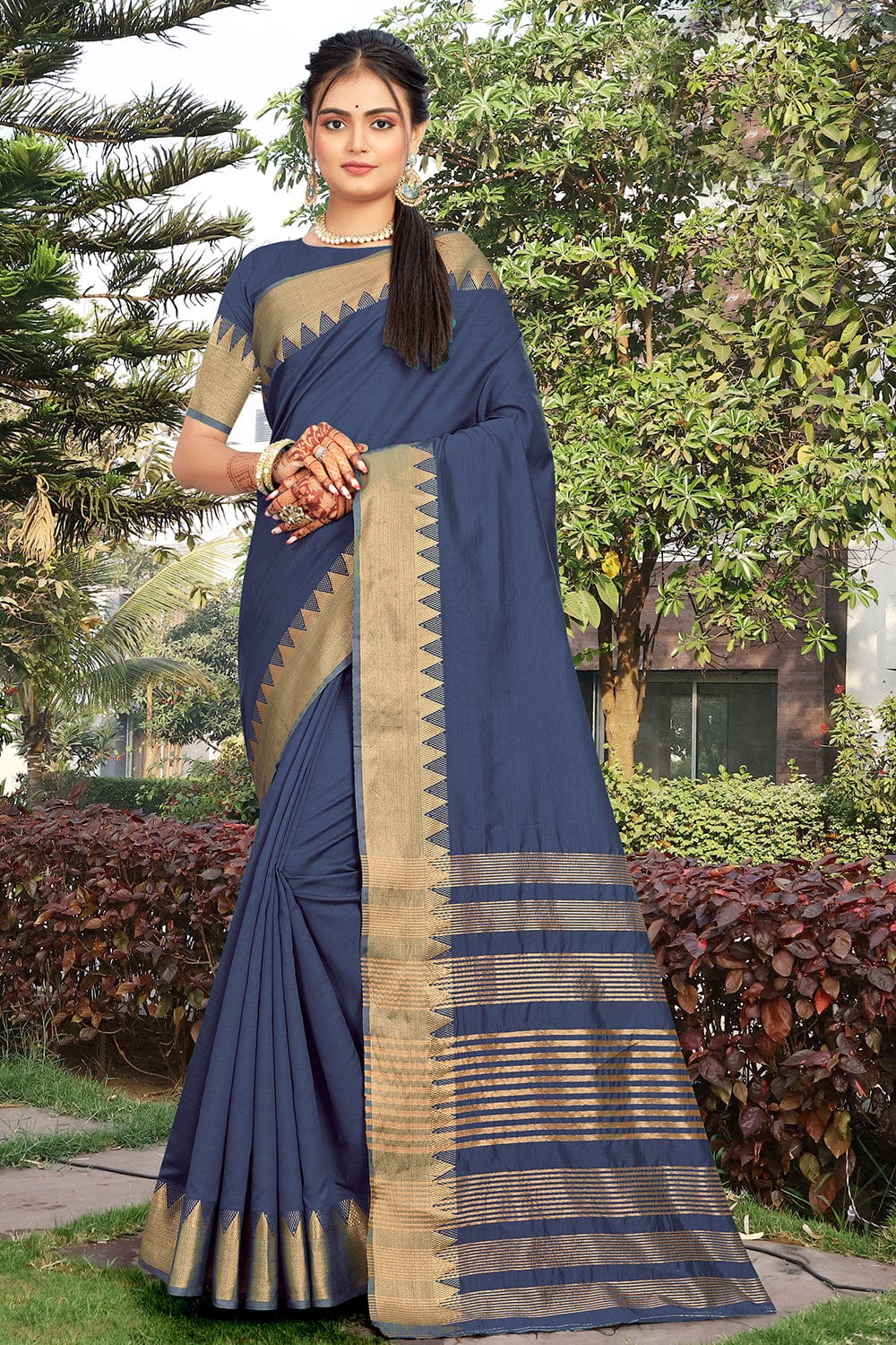 blue banarasi silk saree