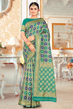 aqua blue banarasi saree