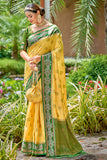 yellow banarasi saree