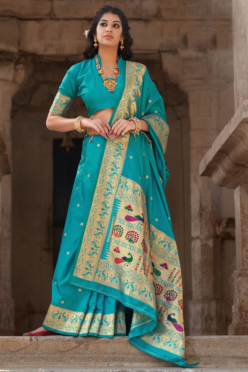 blue banarasi saree