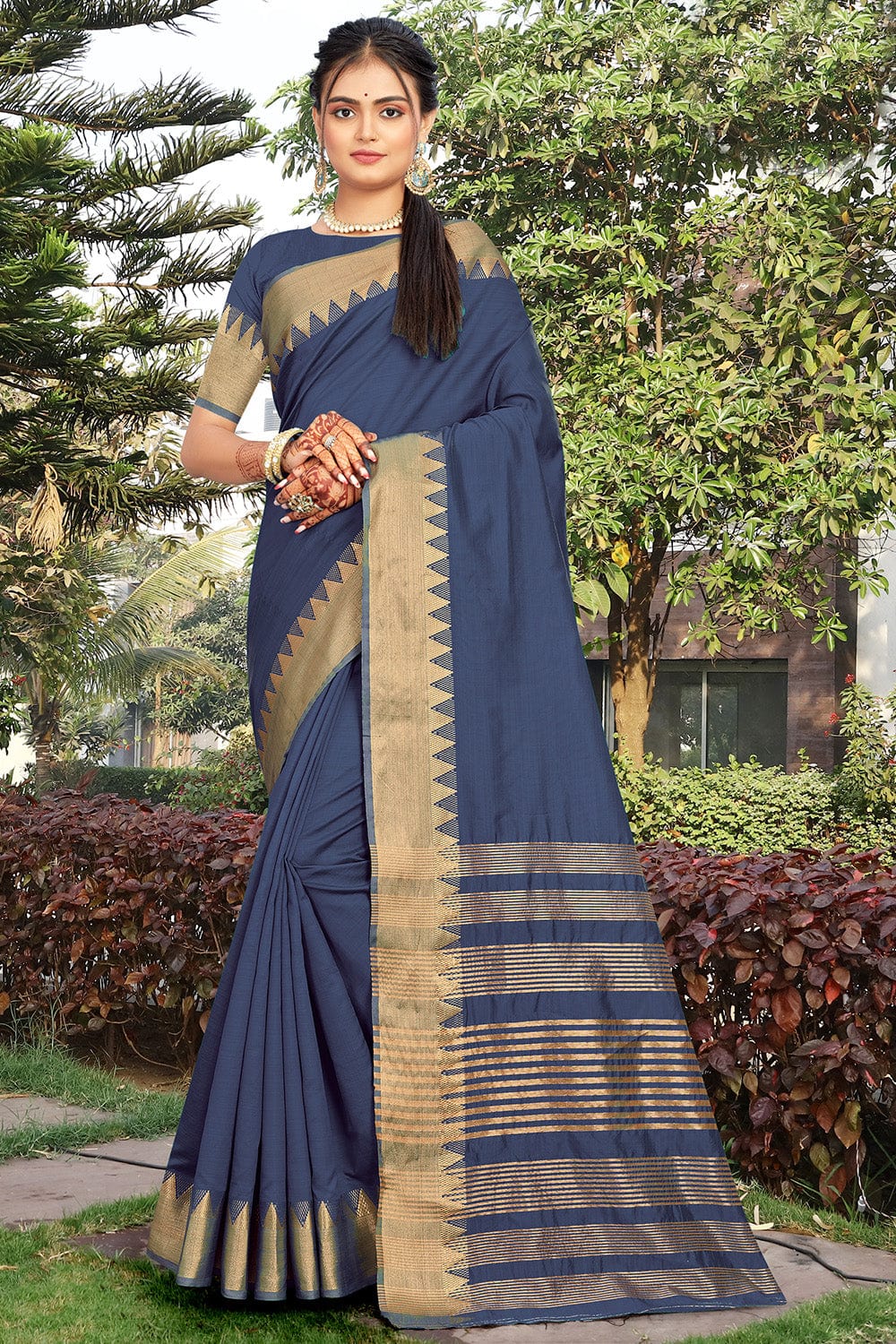 blue banarasi silk saree