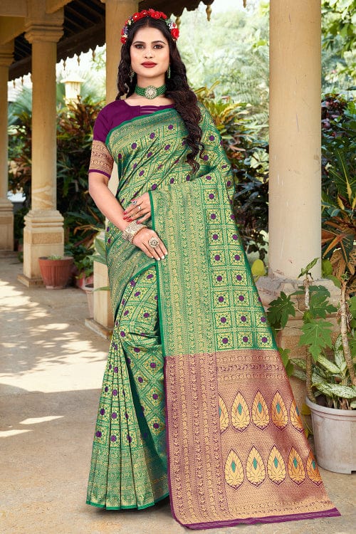 green banarasi saree