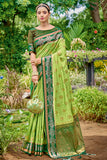 green banarasi silk saree