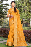 yellow banarasi silk saree