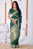 green banarasi saree