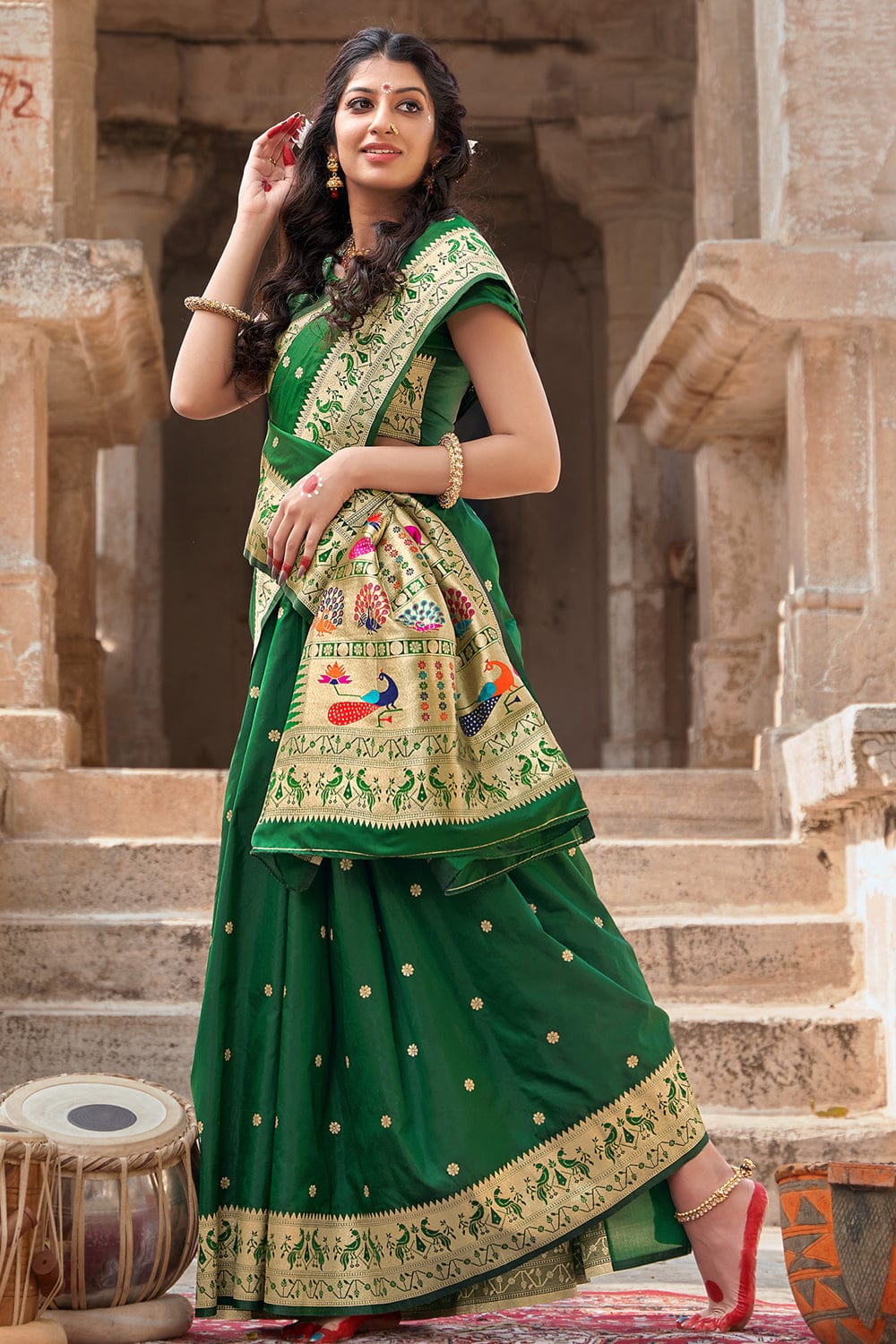 green banarasi saree