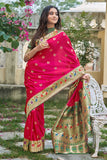 pink banarasi saree