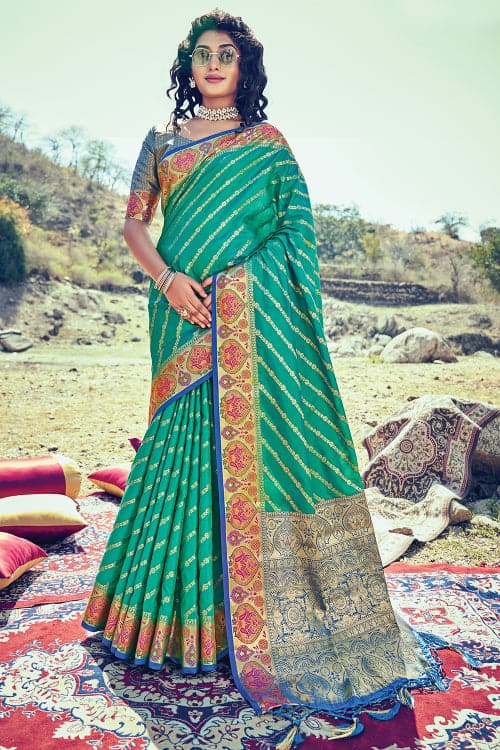 green banarasi saree