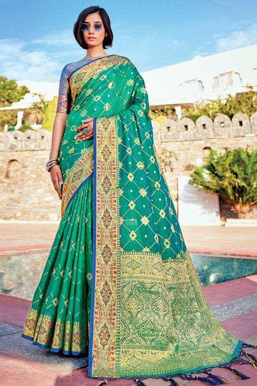 green banarasi saree