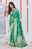 green banarasi silk saree