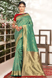 green banarasi saree