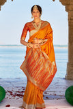 orange banarasi saree