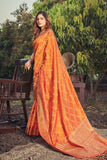 orange banarasi saree