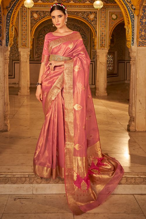 pink banarasi silk saree