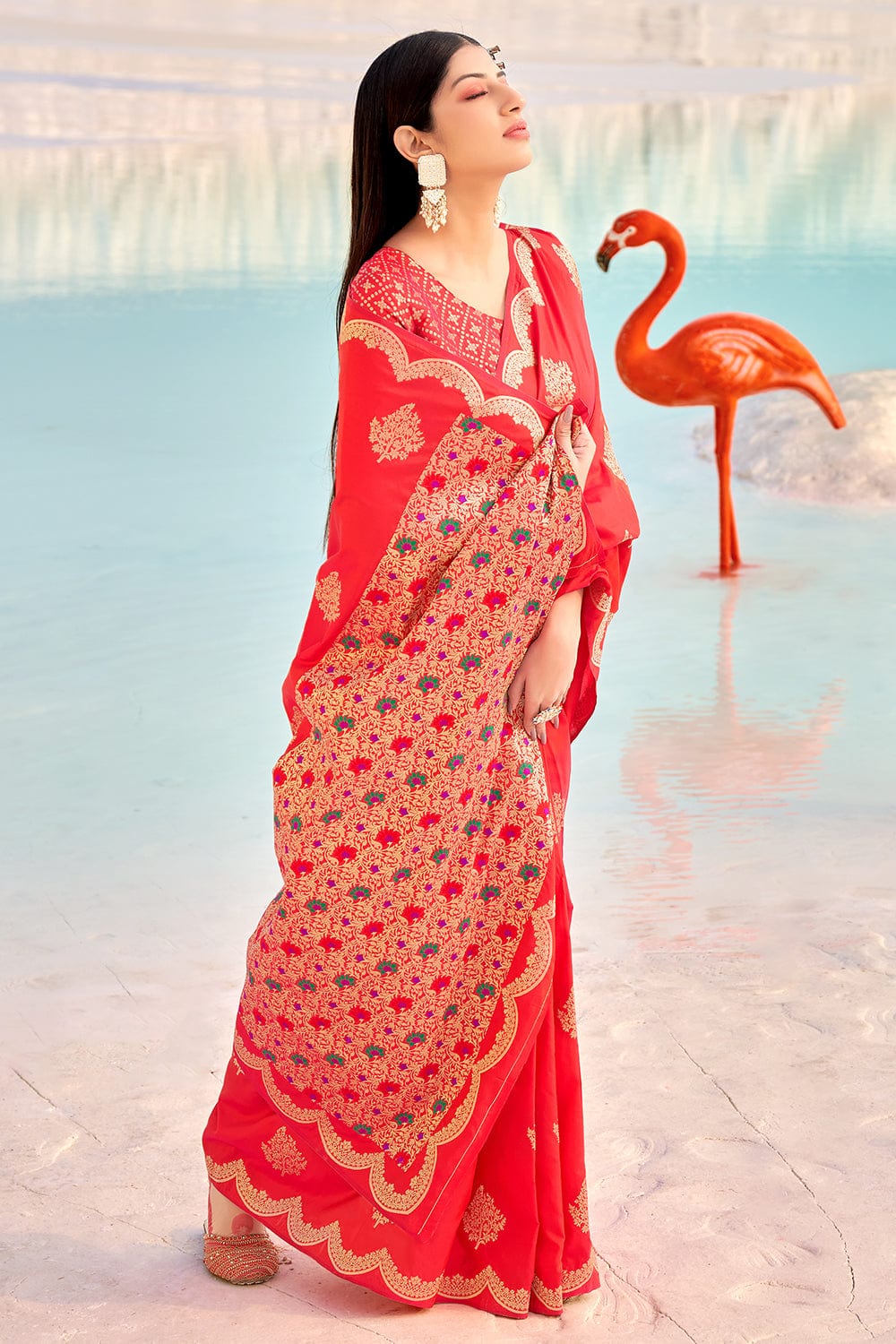 red banarasi saree