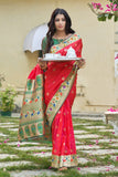 red banarasi saree