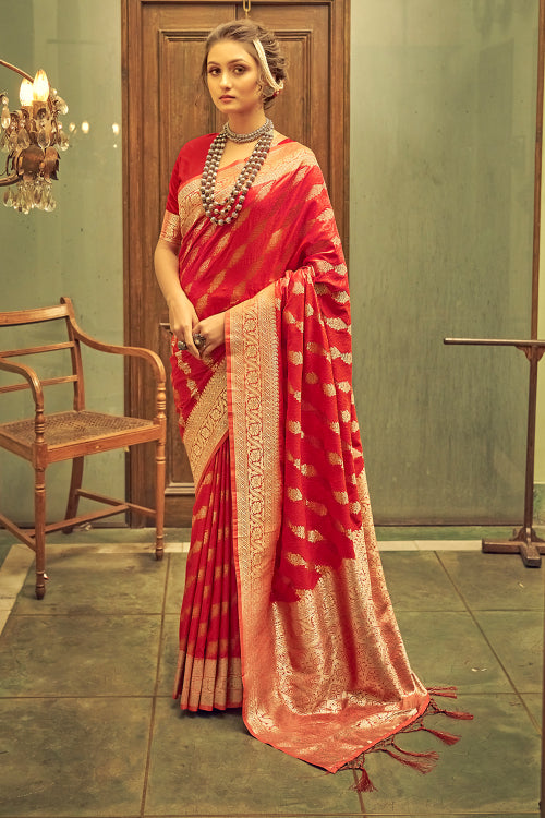 red banarasi saree