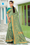 green banarasi saree