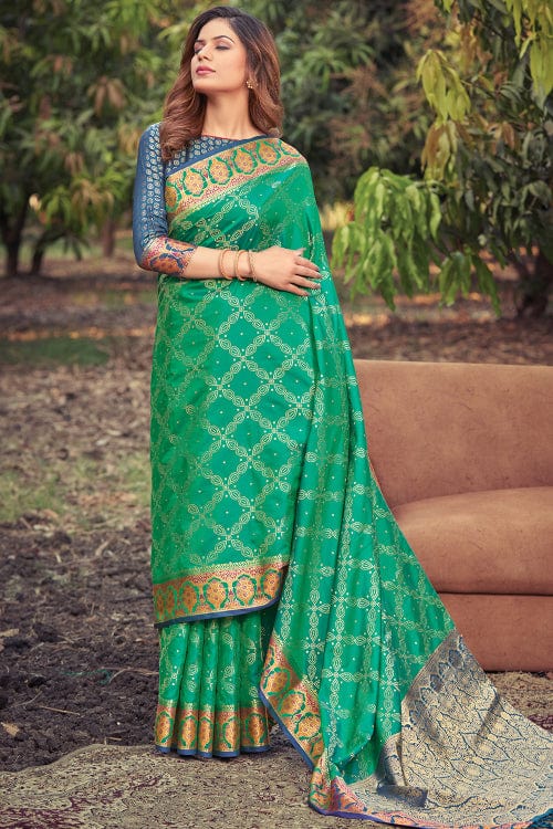 green banarasi saree