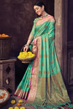 green banarasi saree