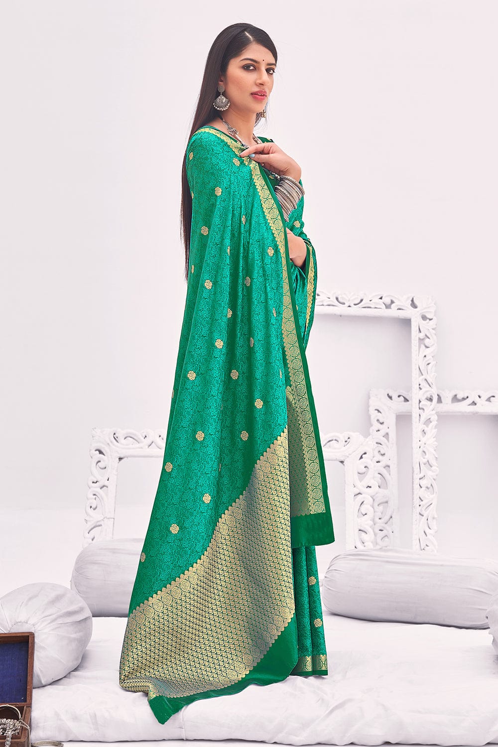 green banarasi saree