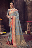 grey banarasi saree, grey saree