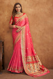 pink banarasi silk saree