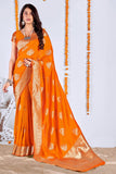 orange banarasi saree