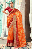 orange bandhani saree