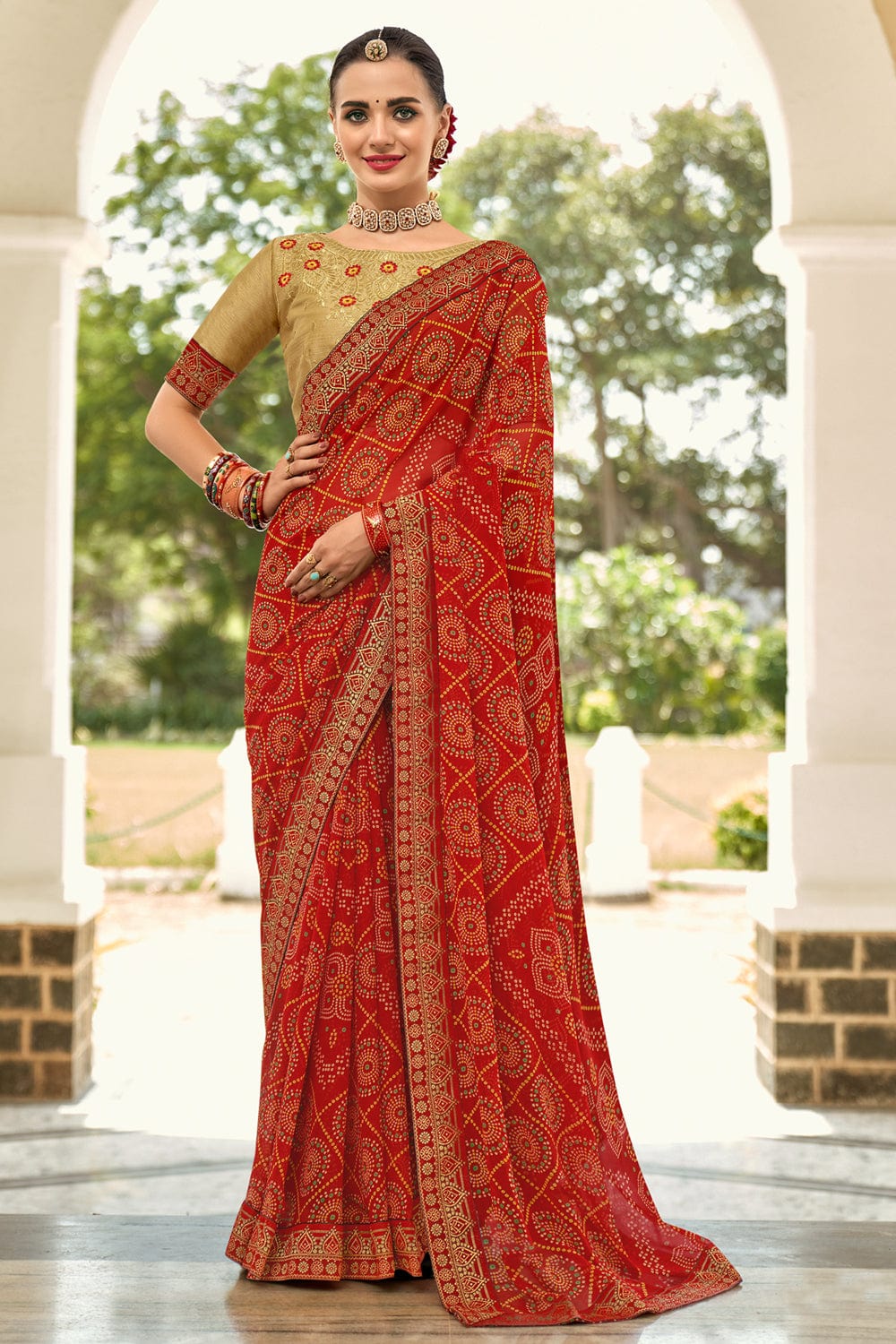 Latest bandhani sarees on sale collection