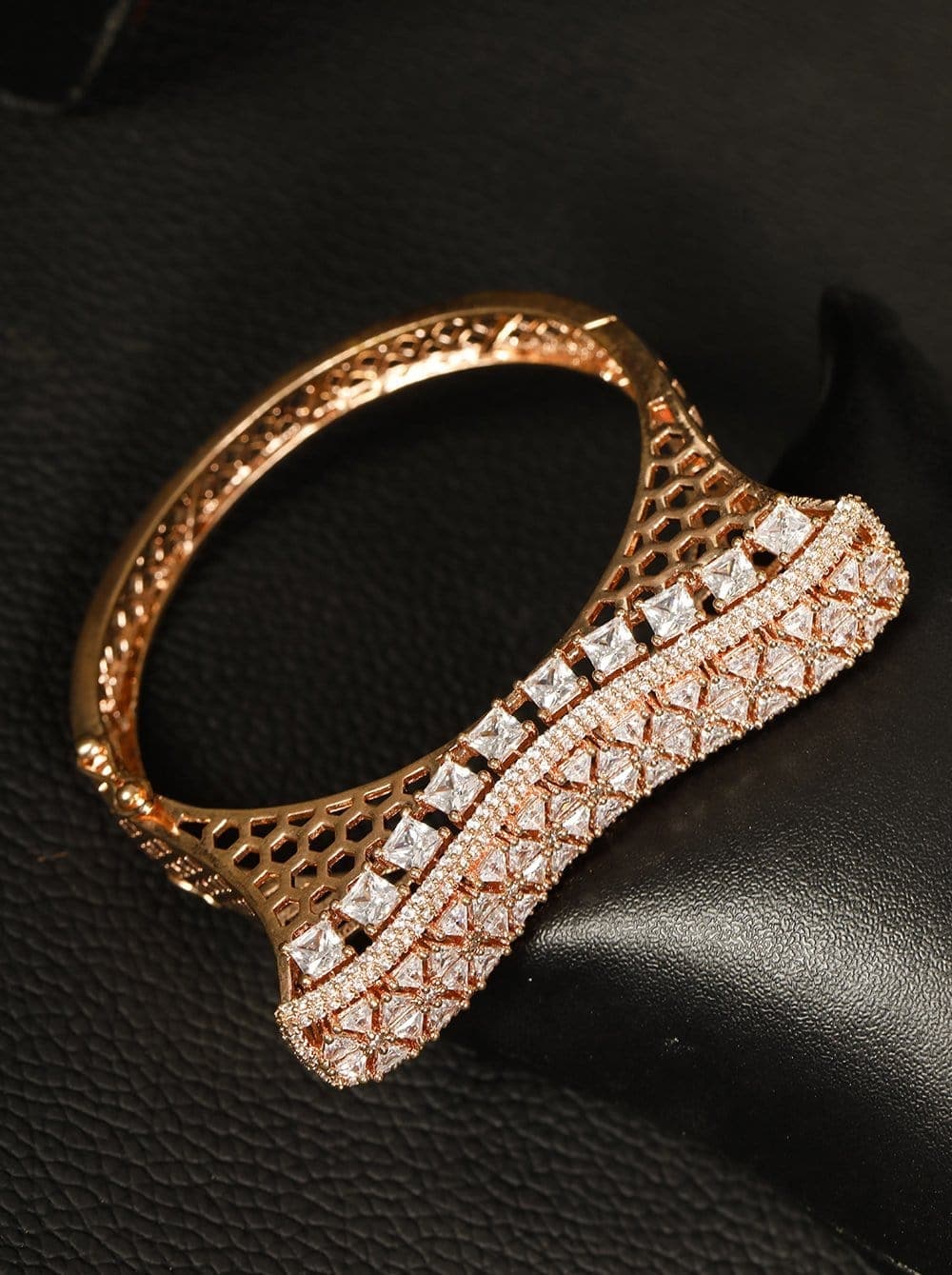 Buy Stylish White Color Diamond Artificial Golden Plated Bracelet | Lehenga- Saree